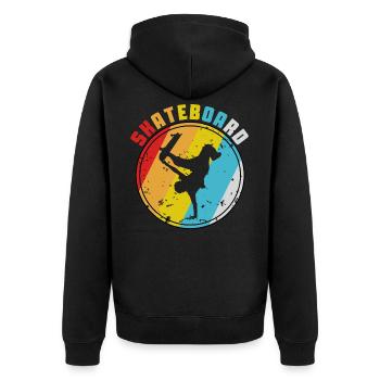 Retro Skateboard Skateboarder Skate Skater - Unisex Premium Bio Zip Hoodie - Schwarz - Hinten - Nico (187cm)