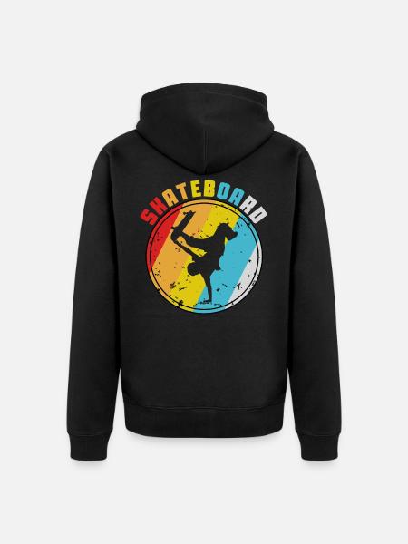Retro Skateboard Skateboarder Skate Skater - Unisex Premium Bio Zip Hoodie - Schwarz
