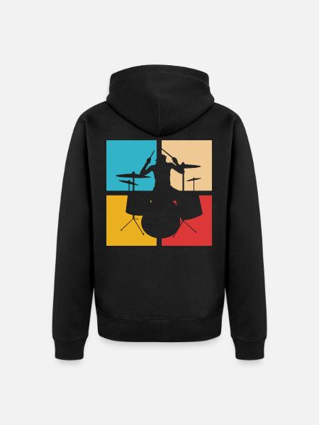 Batteur rétro - Veste à capuche bio Premium Unisexe - noir