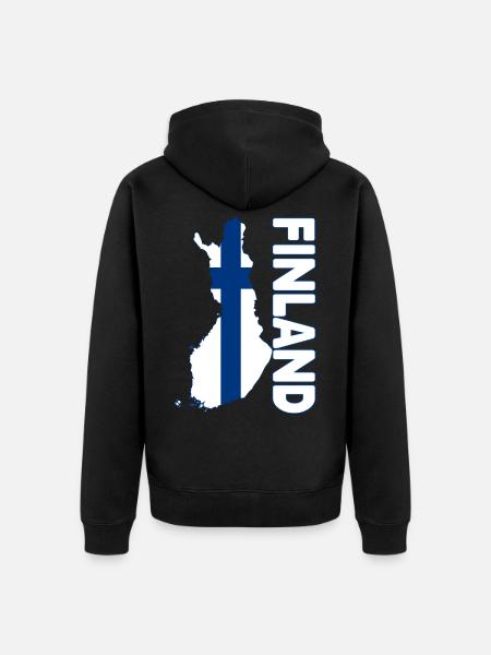 Suomi Maa ja maatNation, Snow, Suomi, N - Premium unisex luomu-huppari vetoketjulla - musta