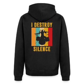 Schlagzeug Retro Drums Schlagzeuger Drummer - Unisex Premium Bio Zip Hoodie - Schwarz - Hinten - Nico (187cm)