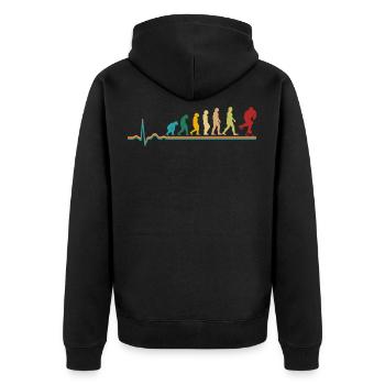 Herzschlag Ice Hockey Eishockey Evolution Retro - Unisex Premium Bio Zip Hoodie - Schwarz - Hinten - Nico (187cm)