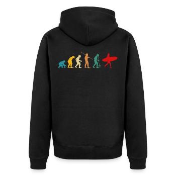 Retro Surfer Evolution Surfergirl Surfing Surfer - Unisex Premium Organic Zip Hoodie - black - Back - Nico (187cm)