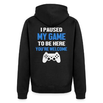 I paused my game to be a gaming controller - Unisex Premium Organic Zip Hoodie - black - Back - Nico (187cm)