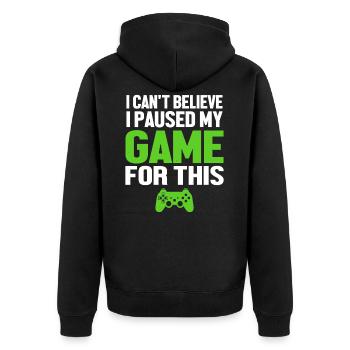 Gaming - Unisex Premium Organic Zip Hoodie - black - Back - Nico (187cm)