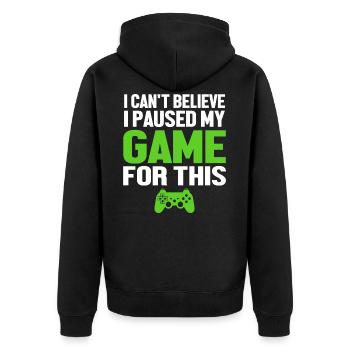 Gaming - Unisex Premium Bio Zip Hoodie - Schwarz - Hinten - Nico (187cm)