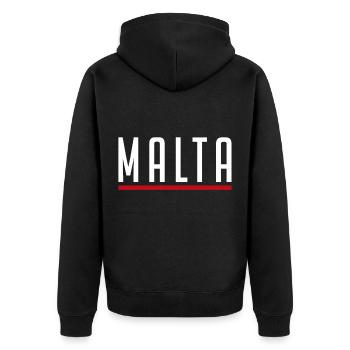 Malta - Unisex Premium Bio Zip Hoodie - Schwarz - Hinten - Nico (187cm)