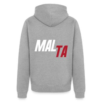 Malta Land und Länder - Unisex Premium Bio Zip Hoodie - Grau meliert - Hinten - Nico (187cm)