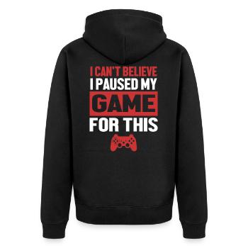 Gamer - Unisex Premium Bio Zip Hoodie - Schwarz - Hinten - Nico (187cm)