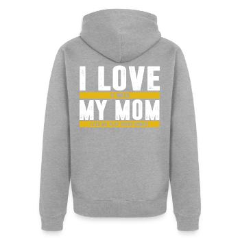 Gamer - Unisex Premium Bio Zip Hoodie - Grau meliert - Hinten - Nico (187cm)