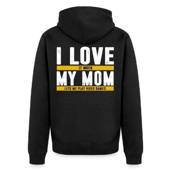 Gamer - Unisex Premium Bio Zip Hoodie - Schwarz - Hinten - Nico (187cm)
