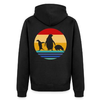 Pingouin animaux rétro des années 70 animal animal amoureux - Veste à capuche bio Premium Unisexe - noir - Dos - Nico (187cm)