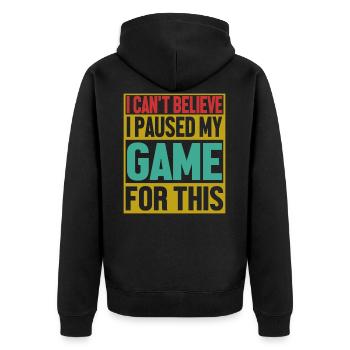 Gamer - Unisex Premium Bio Zip Hoodie - Schwarz - Hinten - Nico (187cm)