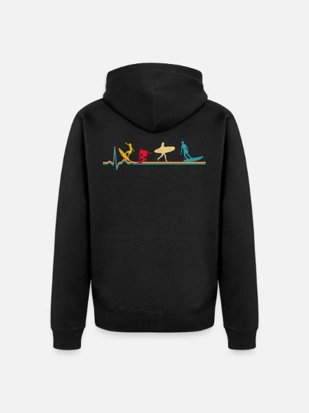 Battement de coeur de surfeur - Veste à capuche bio Premium Unisexe - noir
