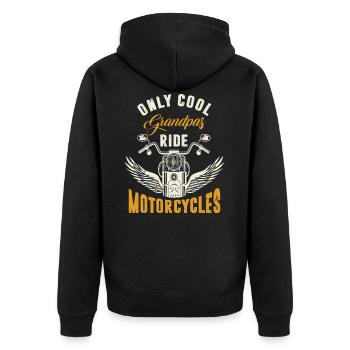Opa Motorrad Biker Motorradfahrer Großvater - Unisex Premium Bio Zip Hoodie - Schwarz - Hinten - Nico (187cm)