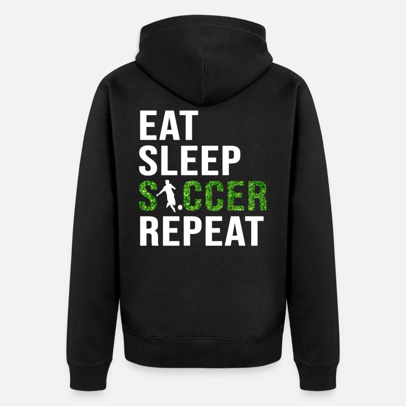 Mangez Sommeil Soccer Repeat - Veste à capuche bio Premium Unisexe - noir