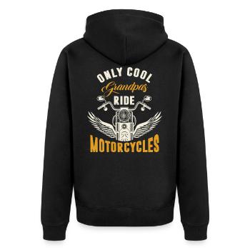 Grossvater Opa Motorrad Motorradfahrer - Unisex Premium Bio Zip Hoodie - Schwarz - Hinten - Nico (187cm)