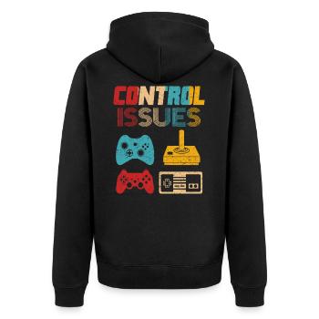 Retrogaming Gamer Gaming Controller Joystick - Unisex Premium Organic Zip Hoodie - black - Back - Nico (187cm)
