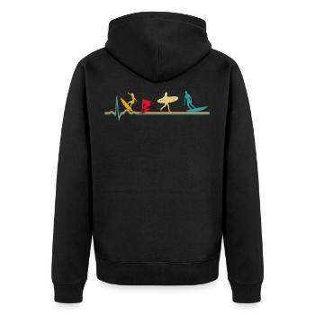 Surf Surfeur Heartbeat Heartbeat Retro - Veste à capuche bio Premium Unisexe - noir - Dos - Nico (187cm)