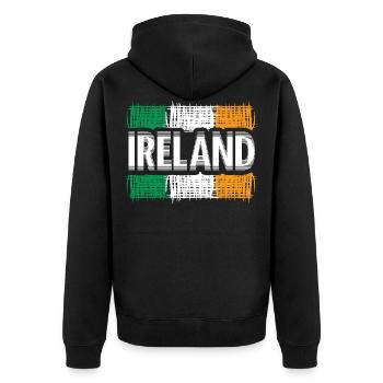 Irland Kobolde - Unisex Premium Bio Zip Hoodie - Schwarz - Hinten - Nico (187cm)