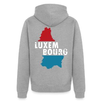 Luxembourg - Veste à capuche bio Premium Unisexe - gris chiné - Dos - Nico (187cm)