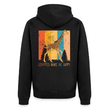 Animaux girafe animaux amour safari afrique jungle - Veste à capuche bio Premium Unisexe - noir - Dos - Nico (187cm)