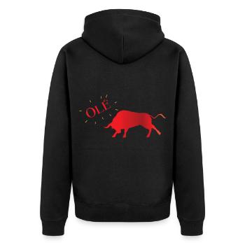 Spanien - Unisex Premium Bio Zip Hoodie - Schwarz - Hinten - Nico (187cm)