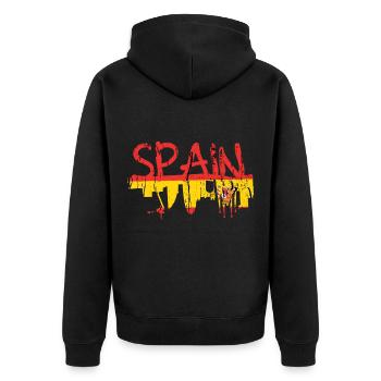 Spanien - Unisex Premium Bio Zip Hoodie - Schwarz - Hinten - Nico (187cm)