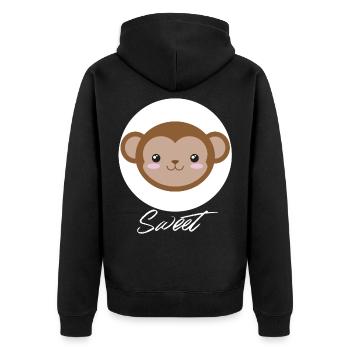 Affe - Unisex Premium Bio Zip Hoodie - Schwarz - Hinten - Nico (187cm)