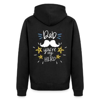 Vatertag Papa - Unisex Premium Bio Zip Hoodie - Schwarz - Hinten - Nico (187cm)