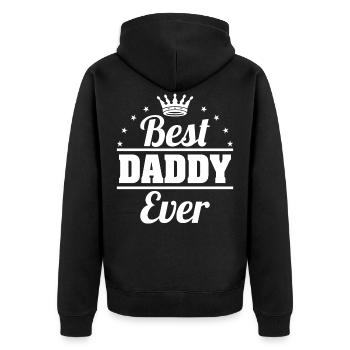 Vatertag Papa - Unisex Premium Bio Zip Hoodie - Schwarz - Hinten - Nico (187cm)