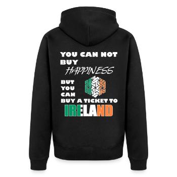 Ireland - Unisex Premium Organic Zip Hoodie - black - Back - Nico (187cm)