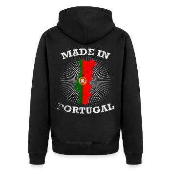 Portugal - Unisex Premium Organic Zip Hoodie - black - Back - Nico (187cm)