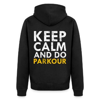 parkour - Unisex Premium Organic Zip Hoodie - black - Back - Nico (187cm)