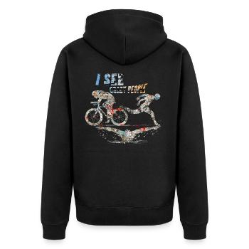 Triathlon sport - Veste à capuche bio Premium Unisexe - noir - Dos - Nico (187cm)