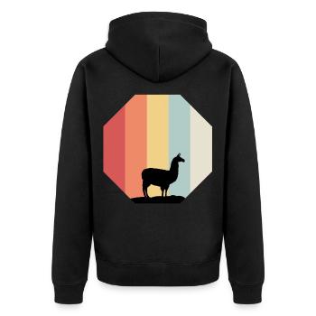 Alpaka - Unisex Premium Bio Zip Hoodie - Schwarz - Hinten - Nico (187cm)
