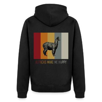 Alpaka - Unisex Premium Bio Zip Hoodie - Schwarz - Hinten - Nico (187cm)
