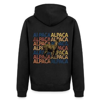 Alpaka - Unisex Premium Bio Zip Hoodie - Schwarz - Hinten - Nico (187cm)
