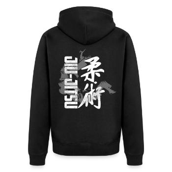 jiu jitsu - jiu-jitsu - Unisex Premium Bio Zip Hoodie - Schwarz - Hinten - Nico (187cm)