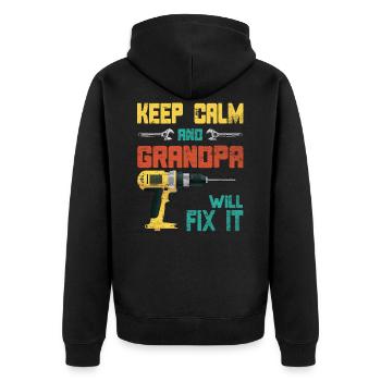 Keep Calm Grandpa will fix it Opi Gift - Unisex Premium Organic Zip Hoodie - black - Back - Nico (187cm)