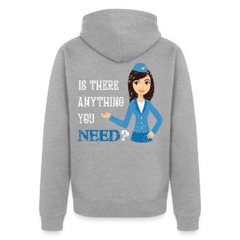 Stewardess flight attendant - Unisex Premium Organic Zip Hoodie - heather grey - Back - Nico (187cm)