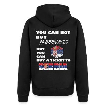 Serbia - Unisex Premium Organic Zip Hoodie - black - Back - Nico (187cm)