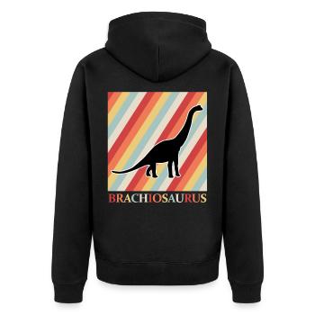 Dino - Unisex Premium Bio Zip Hoodie - Schwarz - Hinten - Nico (187cm)