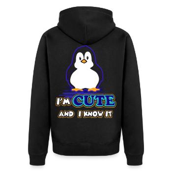 Penguin - Unisex Premium Organic Zip Hoodie - black - Back - Nico (187cm)