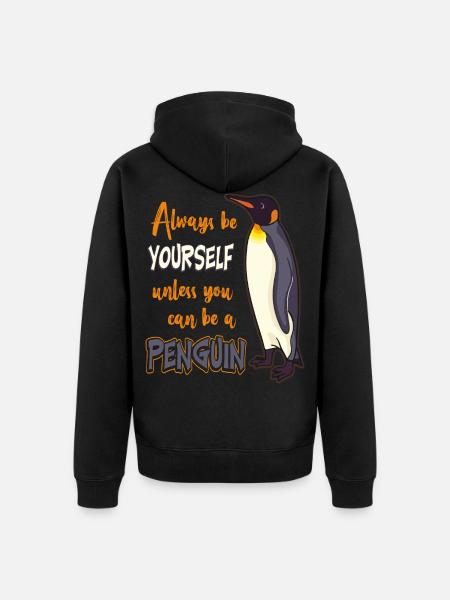 Penguin - Unisex Premium Organic Zip Hoodie - black