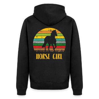 Horse Girl Pferde Reiten Reiterin Retro Vintage - Unisex Premium Bio Zip Hoodie - Schwarz - Hinten - Nico (187cm)