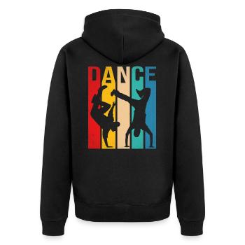 Retro Tänzer Tanzen Breakdancing Bboy Breakdancer - Unisex Premium Bio Zip Hoodie - Schwarz - Hinten - Nico (187cm)