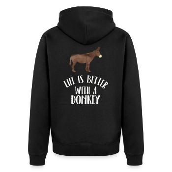 Animaux drôles Photos Donkey Animal Love Donkey - Veste à capuche bio Premium Unisexe - noir - Dos - Nico (187cm)