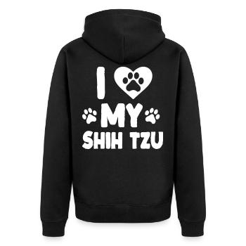 J'aime ma race de chien d'amour de chien de chien de Shih Tzu - Veste à capuche bio Premium Unisexe - noir - Dos - Nico (187cm)