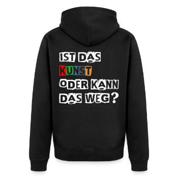 Lustiger Spruch | Ist das Kunst oder kann das Weg? - Unisex Premium Bio Zip Hoodie - Schwarz - Hinten - Nico (187cm)